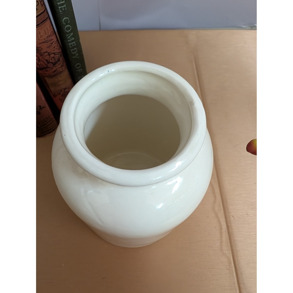 Vintage Handmade Ceramic Apothecary Jar Floral Accents‎ White Decor Signed - Picture 7 of 10